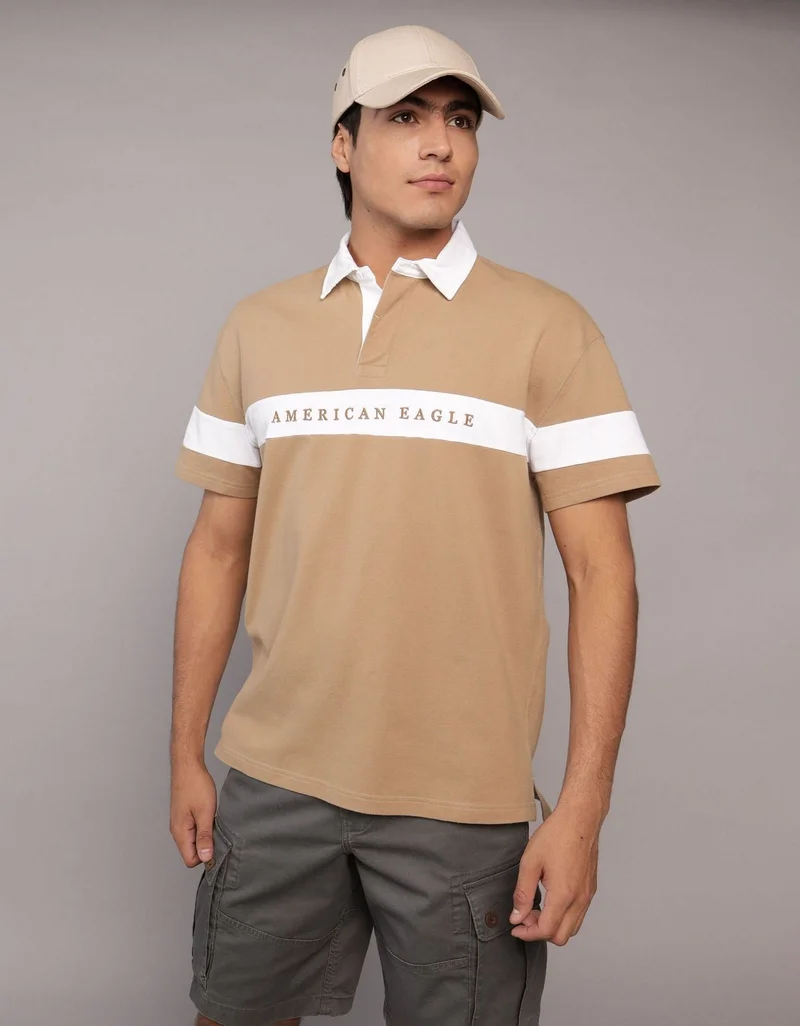 American Eagle AE Logo Rugby Polo Shirt